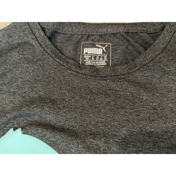 PUMA women Big Cat Logo Activewear T Shirt size Small Grey Moisture Wicking Knit - Picture 4 of 6